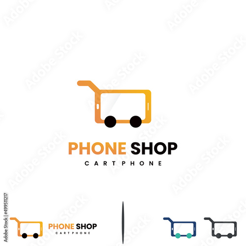 phone shop logo design modern concept, phone store logo icon. phone with cart logo