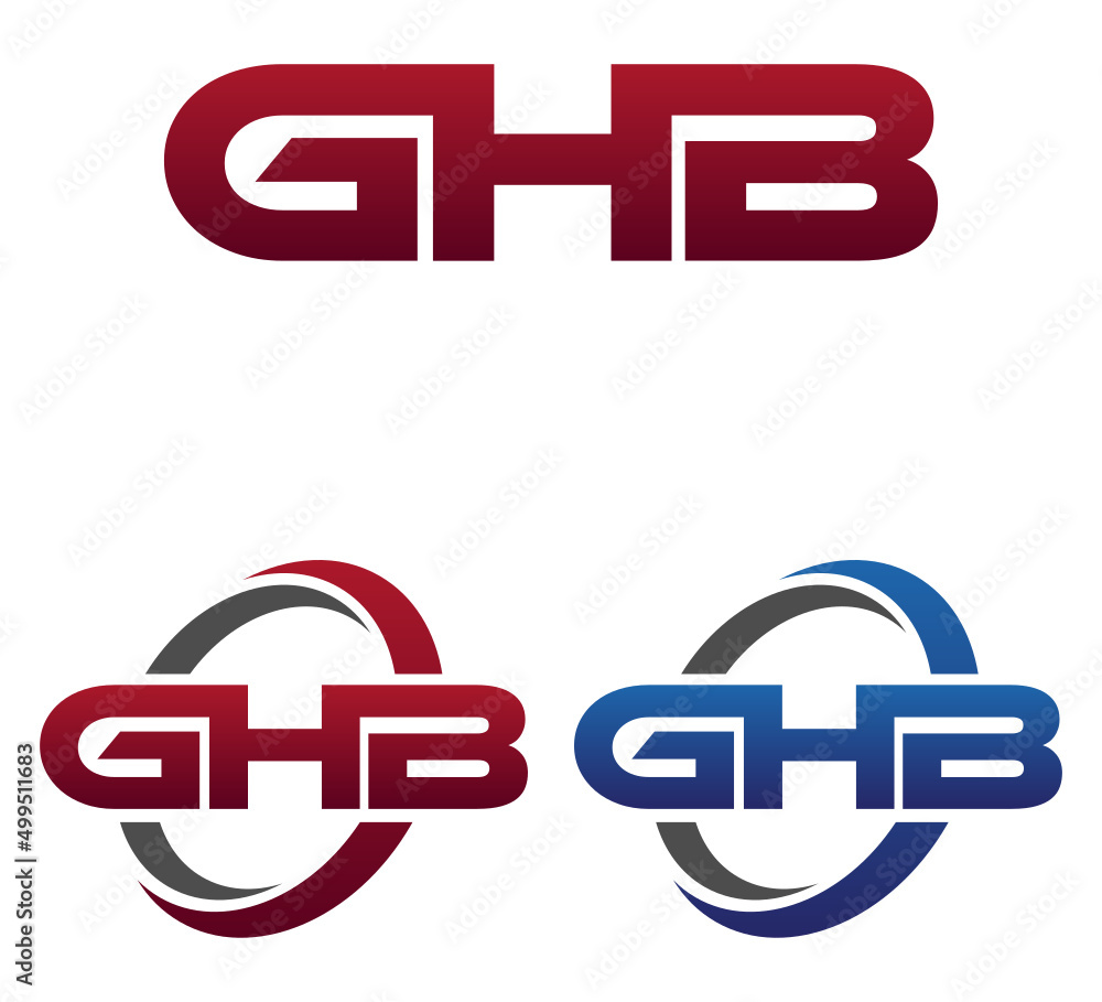 Vector Modern 3 Letters Initial logo Vector Swoosh Red Blue GHB Vector Modern 3 Letters Initial logo Vector Swoosh Red Blue GHB