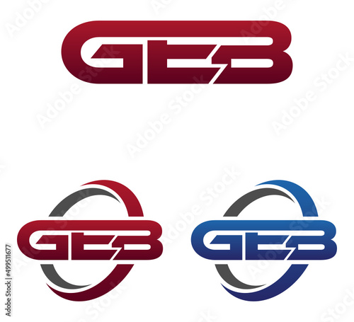 Vector Modern 3 Letters Initial logo Vector Swoosh Red Blue GEB