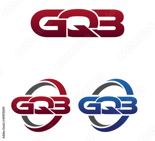Vector Modern 3 Letters Initial logo Vector Swoosh Red Blue GQB