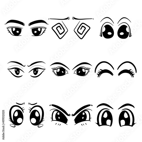 The eye bundle Set of cartoon anime style vector image.