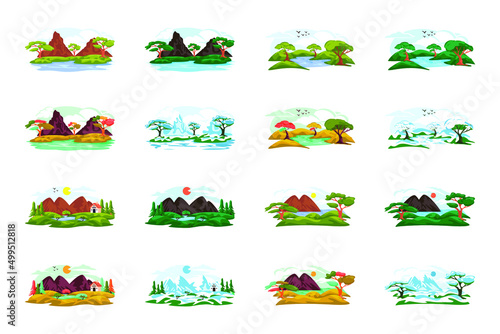 Modern Flat Designs of Landscapes and Views