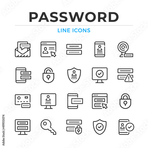 Password line icons set. Modern outline elements, graphic design concepts, simple symbols collection. Vector line icons