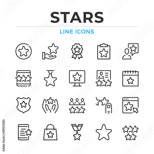 Stars line icons set. Modern outline elements, graphic design concepts, simple symbols collection. Vector line icons