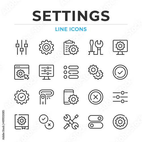 Settings line icons set. Modern outline elements, graphic design concepts, simple symbols collection. Vector line icons