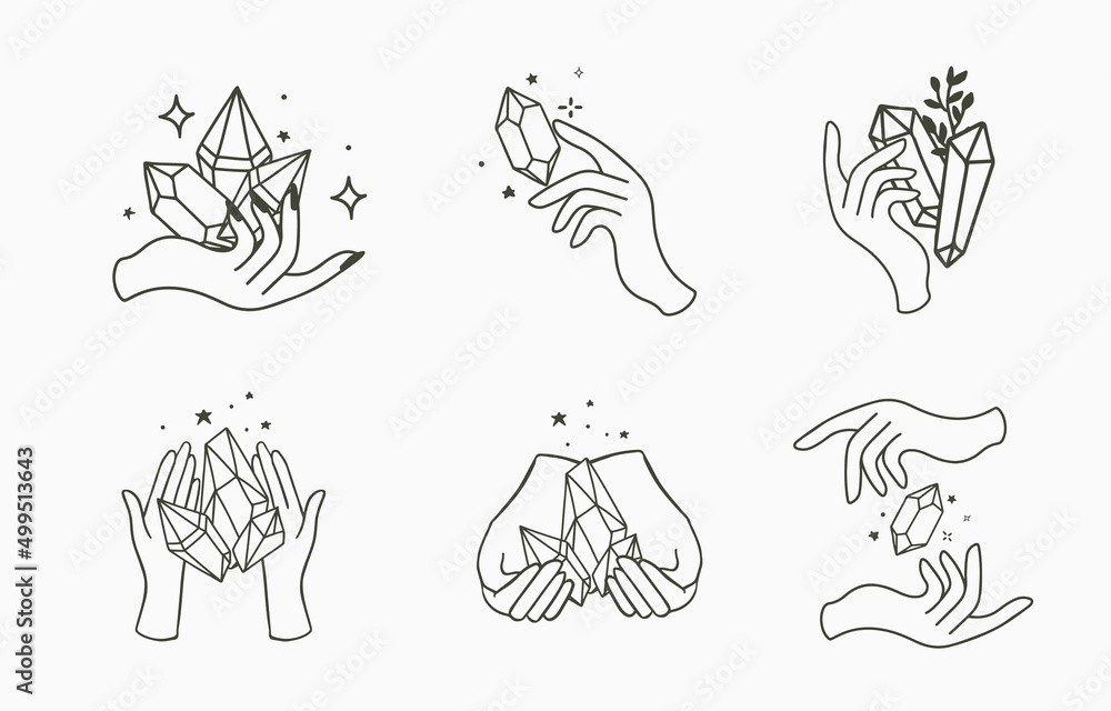 Outline drawing female hand with heart. Black... - Stock Illustration  [101863791] - PIXTA