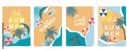 Summer time postcard with sea and beach in the daytime background