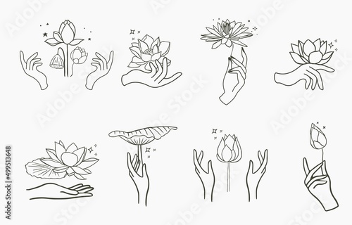Black lotus flower outline Vector illustration for icon,sticker,printable and tattoo
