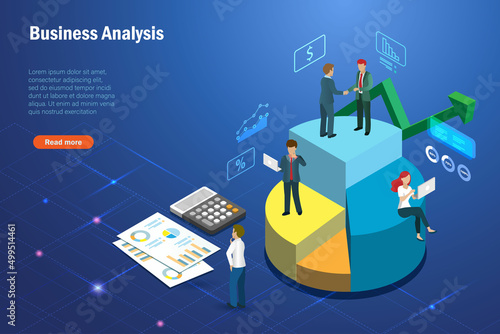 Business development team analysing growth graph marketing charts on computer and digital devices. Global network connection technology and data analysis for business concept.