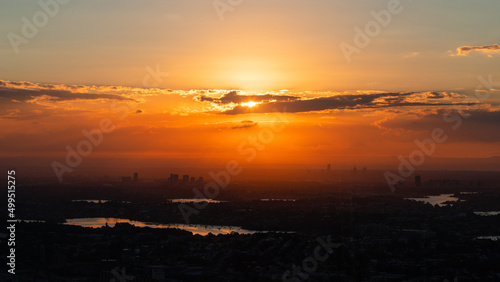 Photography Rhodes and Parramatta skyline under the sunset light.
