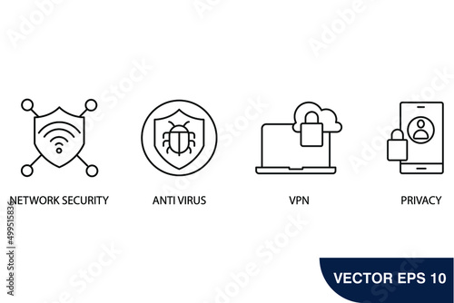 Cybers ecurity icons  symbol vector elements for infographic web