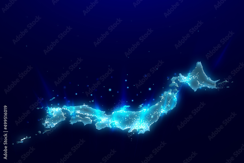 日本地図と青い光線エネルギーの背景画像イラスト素材 日本地図と青い光線エネルギーの背景画像イラスト素材
