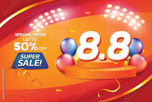 Banner of big sales event seasons matketing advertising promotion vector graphic orange red theme