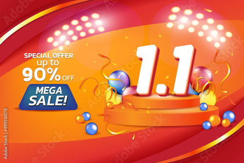Banner of big sales event seasons matketing advertising promotion vector graphic orange red theme