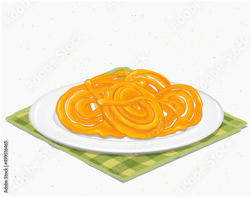 Jalebi Indian Sweet vector illustration isolated on white background