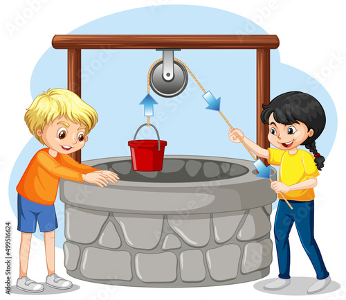 Science experiment with fixed pulley