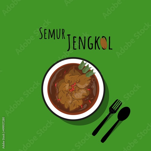 vector illustration of Indonesian food Semur Jengkol