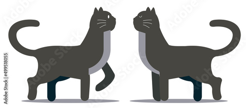 シンプルでおしゃれな黒猫のイラストセット