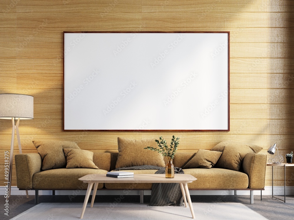 mock up poster frame in modern interior wood floor concrete wall background, Scandinavian style, Loft style, 3D render, 3D illustration mock up poster frame in modern interior wood floor concrete wall background, Scandinavian style, Loft style, 3D render, 3D illustration
