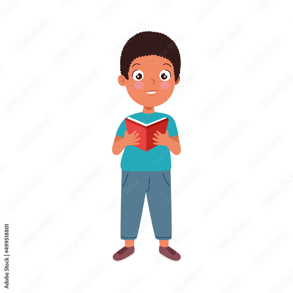 afro little boy reading