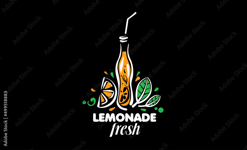 Vector drawing of lemonade on a black background Vector drawing of lemonade on a black background