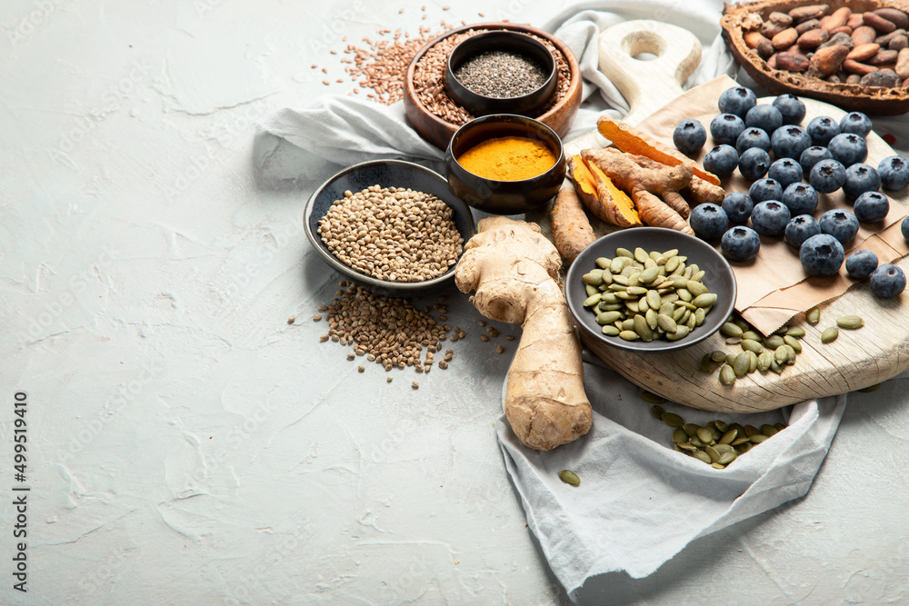 Healthy food clean eating selection on light background. Healthy food clean eating selection on light background.