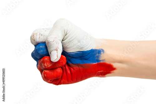 Hand in the colors of the Russian flag