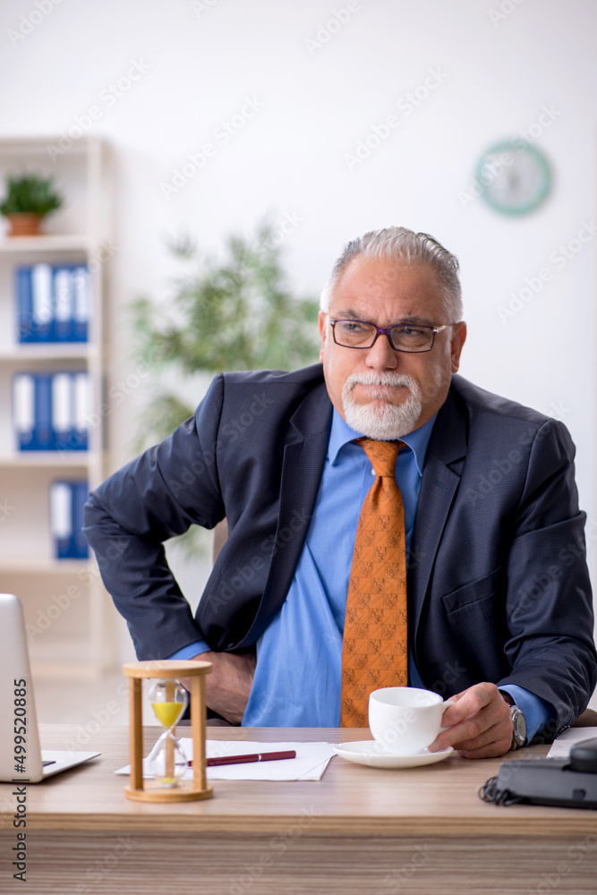Old boss working in the office Old boss working in the office