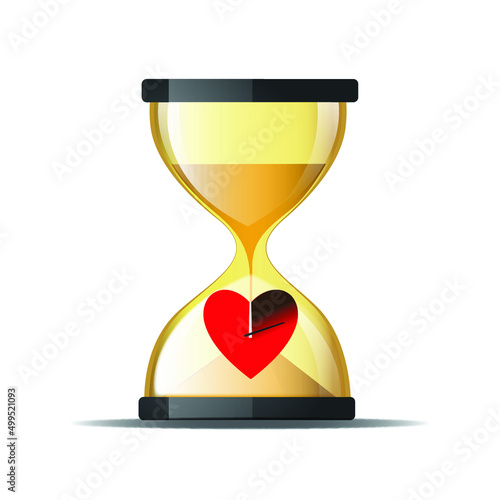 hourglass with sand and a heart timer