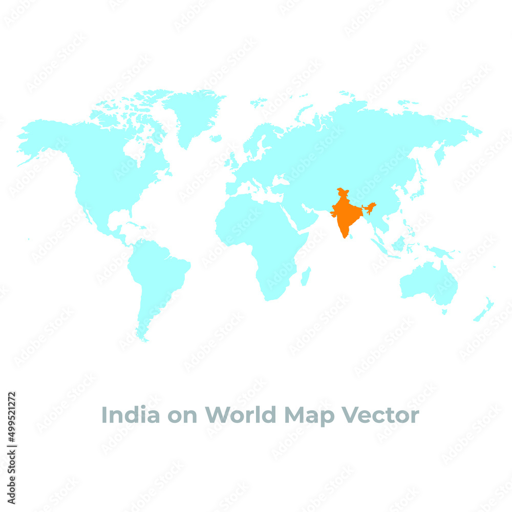 India Highlighted on World Map Vector India Highlighted on World Map Vector