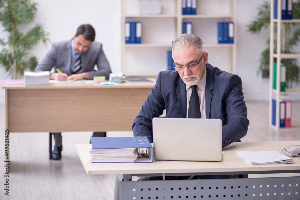 Two male employees working in the office Two male employees working in the office