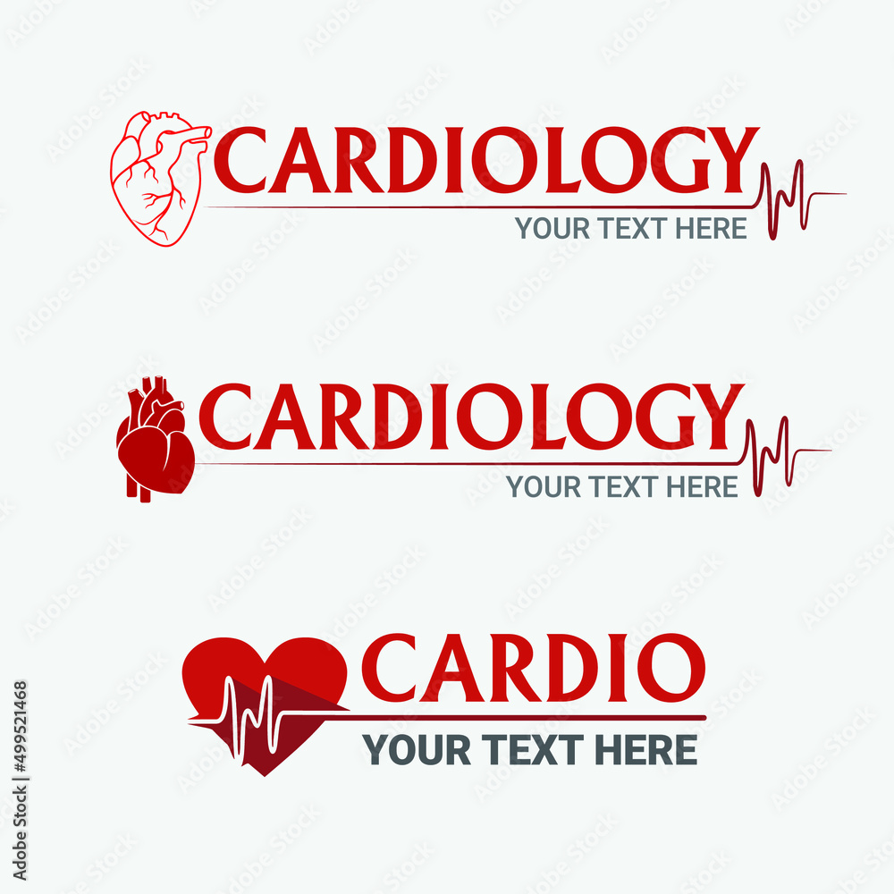 Cardiology different Human Heart and ECG logo elements Vector Cardiology different Human Heart and ECG logo elements Vector