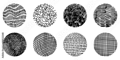 Hand drawn doodle shapes. round Abstract black Backgrounds or Patterns. vector illustration.