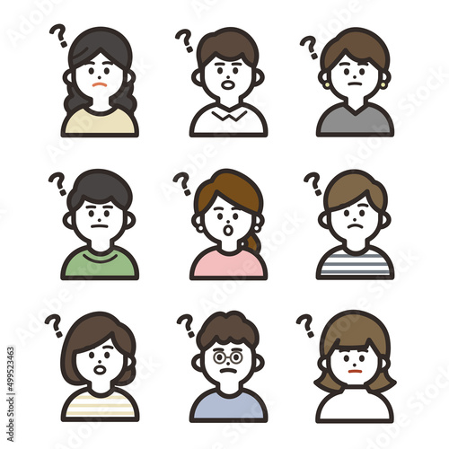 疑問に思う人物アイコンセット