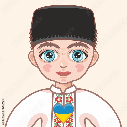 Boy in ukrainian traditional costumes