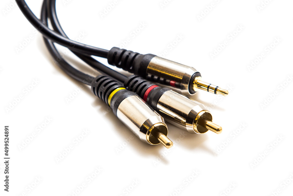 Acoustic wires on a white background Acoustic wires on a white background