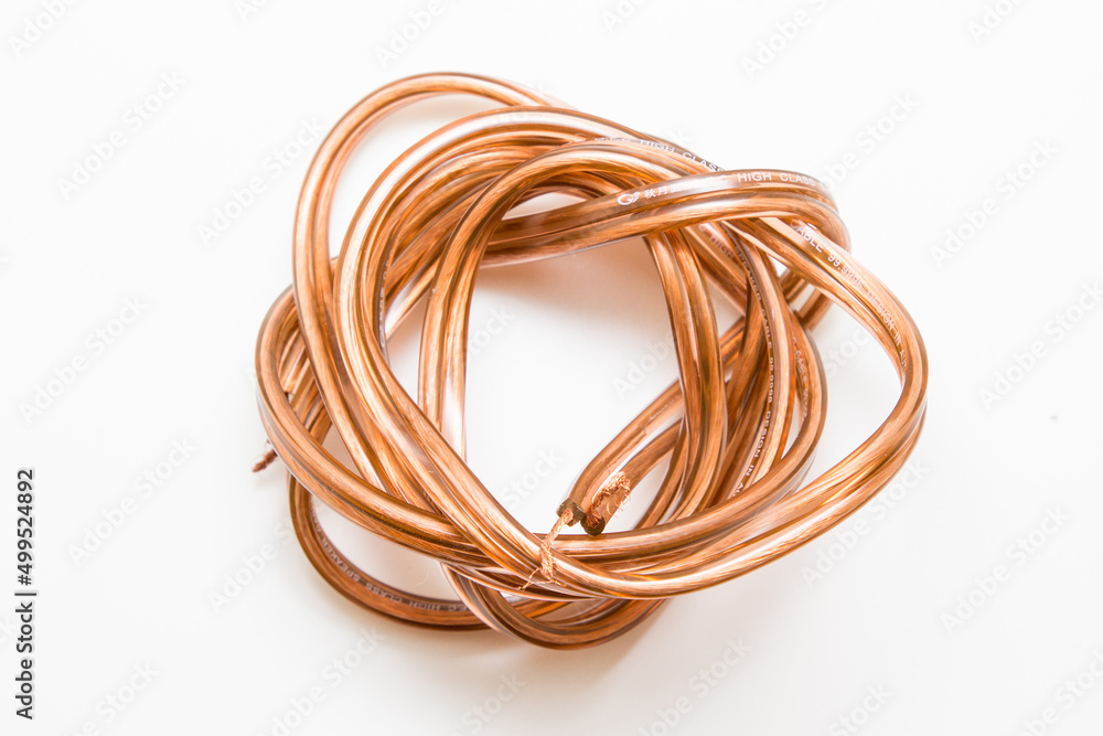 Acoustic wires on a white background