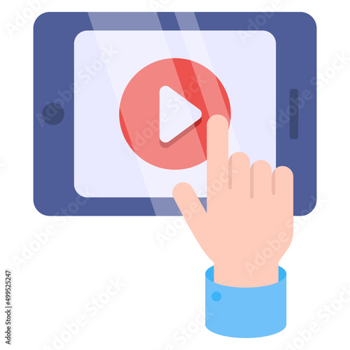A flat design icon of mobile video