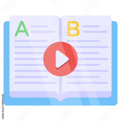 Flat design icon of video book