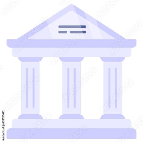 Column commercial building icon, flat design icon of libraryLibrary, column building, architecture, museum, structure

