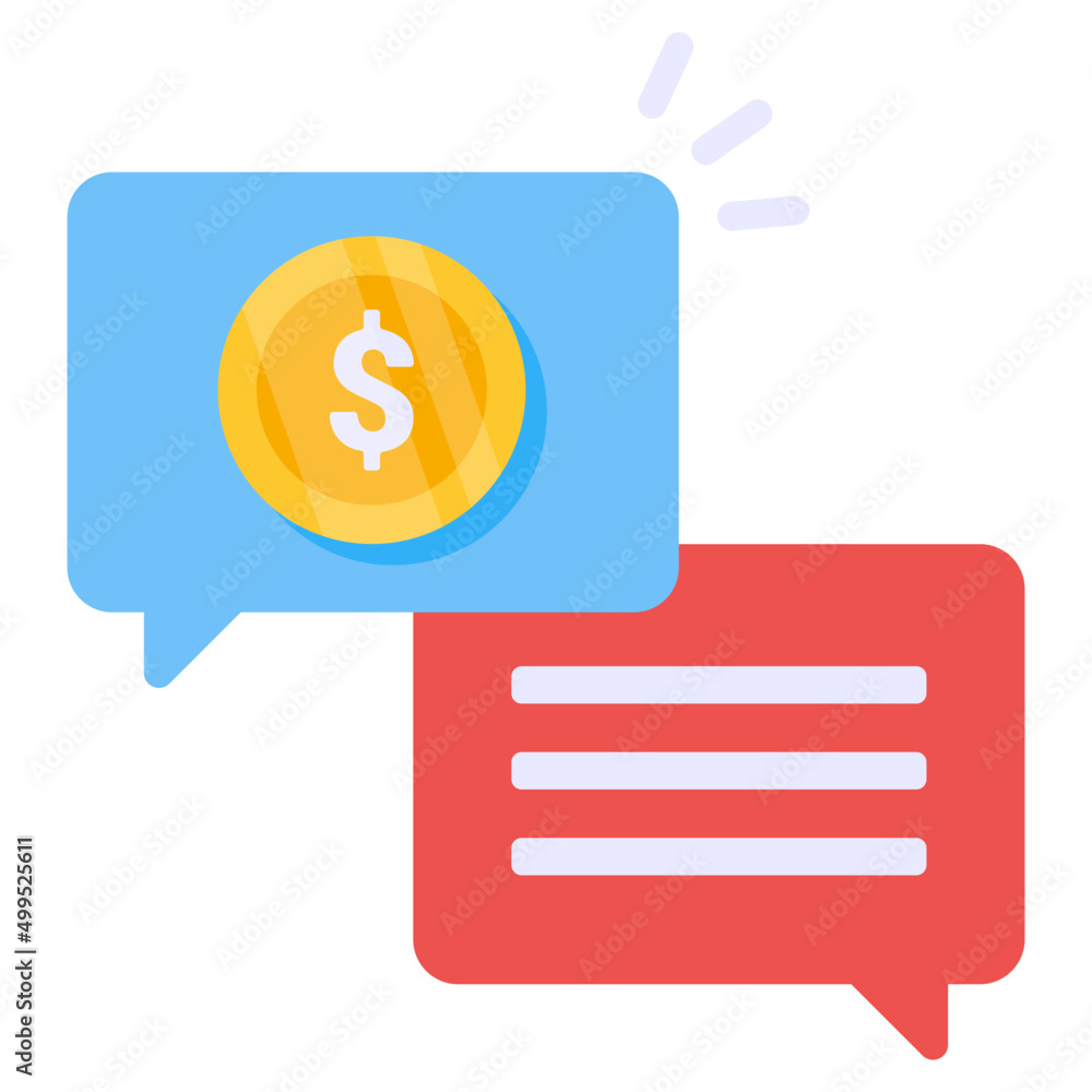 Dollar inside chat bubble, concept of business chat icon Dollar inside chat bubble, concept of business chat icon