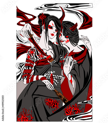 the girl geisha demon with a sword