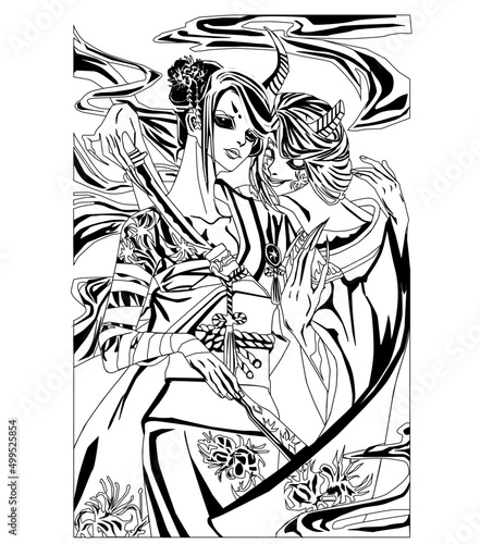 the girl geisha demon with a sword