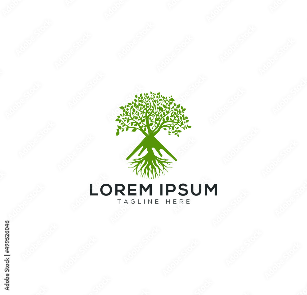 Obraz premium tree logo with volcanic eruption.