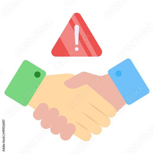 Conceptual flat design icon of handshake risk