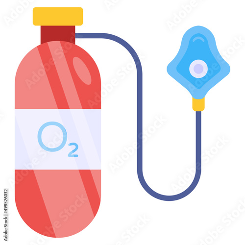 Trendy vector design of oxygen cylinder