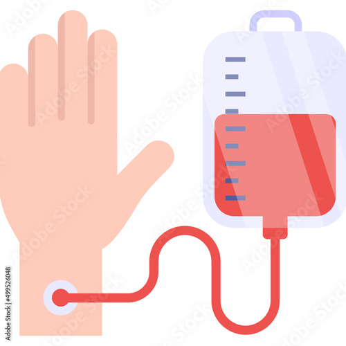 Flat design icon of blood transfusion
