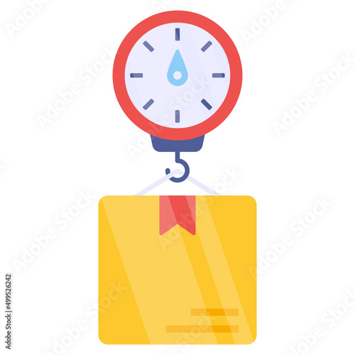 Conceptual flat design icon of parcel weighing