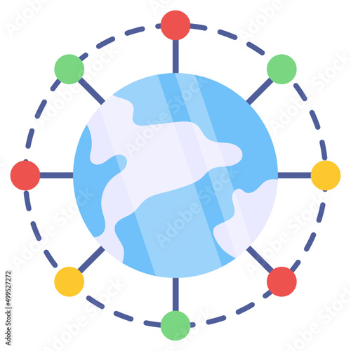 Editable design icon of global network