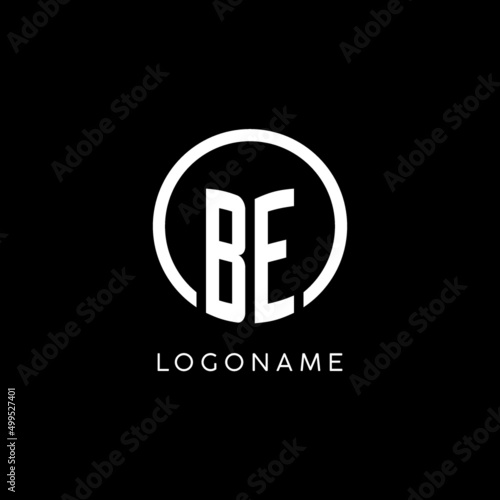 Initial letter BE uppercase combined with circle outline, Modern minimal monogram logo style photo